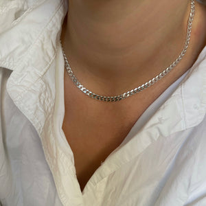 01- Big Cuban Chain Silver Necklace