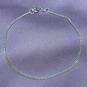 01- Skinny Cuban  Silver Bracelet