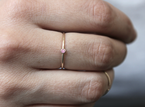 Tiny Sapphire Ring - Pink