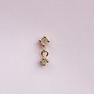 Pointy Hanging Earstud - Champagne Diamond