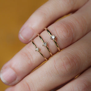 Tiny Pointy Ring - Champagne Diamond