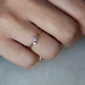 Tiny Pointy Ring - White Diamond
